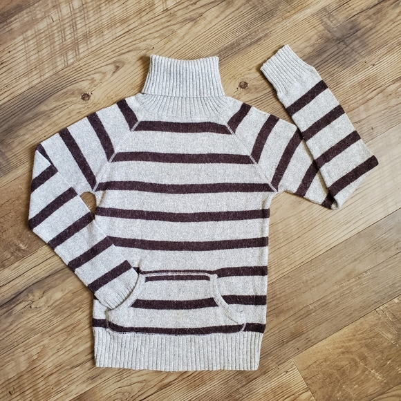 Striped Gray Turtleneck Sweater with Kangaroo Pouch by Forever 21, Size: Small - Picture 1 of 7